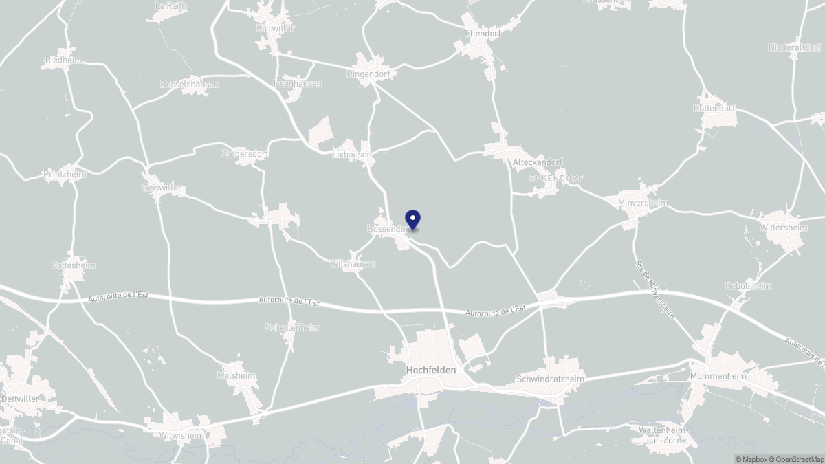 Aperçu cartographique de Bossendorf, centré sur la commune