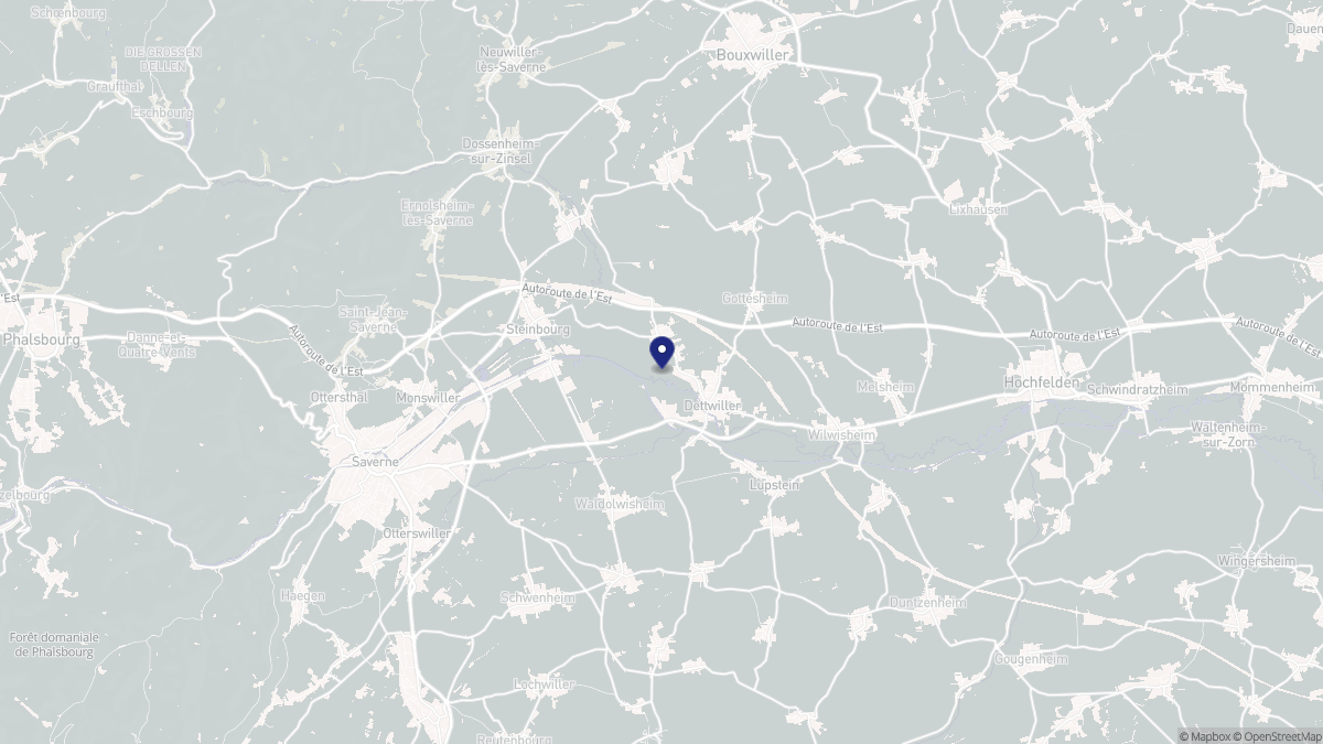 Aperçu cartographique de Dettwiller, centré sur la commune