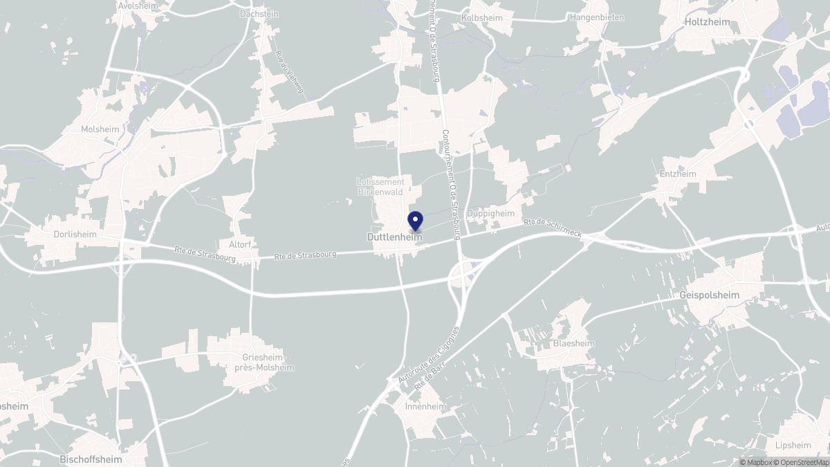 Aperçu cartographique de Duttlenheim, centré sur la commune