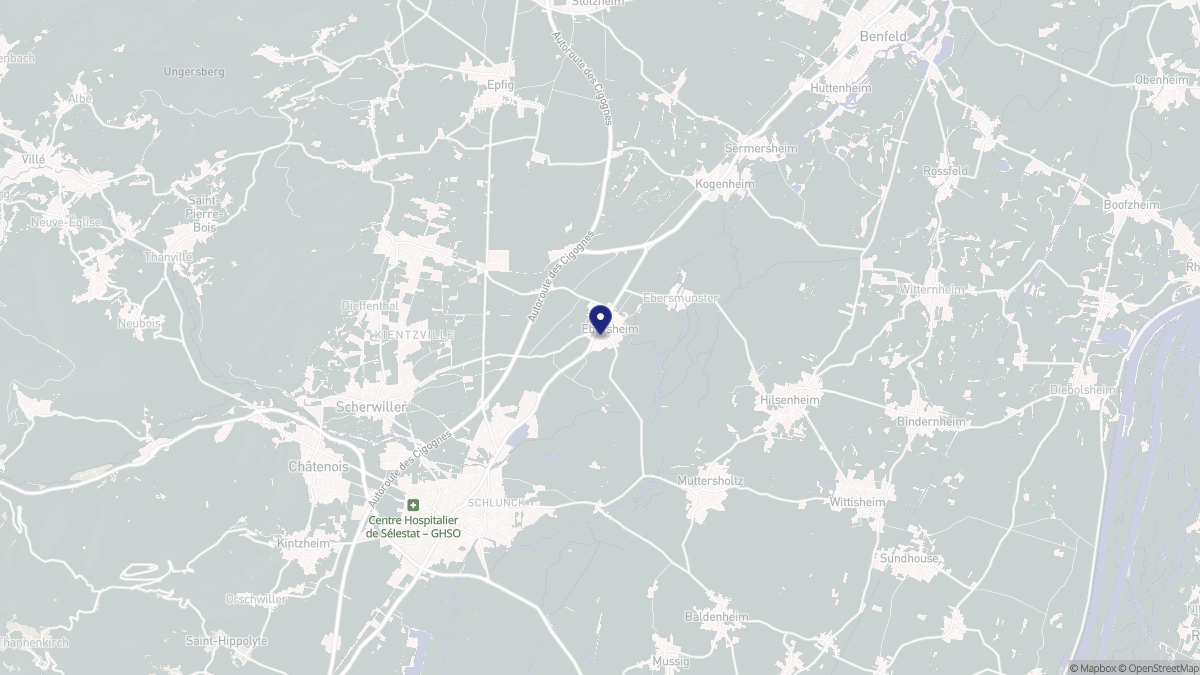 Aperçu cartographique de Ebersheim, centré sur la commune