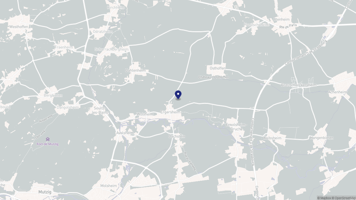 Aperçu cartographique de Ergersheim, centré sur la commune