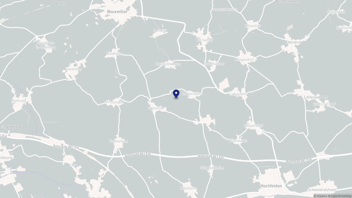 Aperçu cartographique de Geiswiller-Zœbersdorf, centré sur la commune