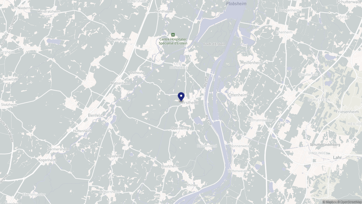 Aperçu cartographique de Gerstheim, centré sur la commune
