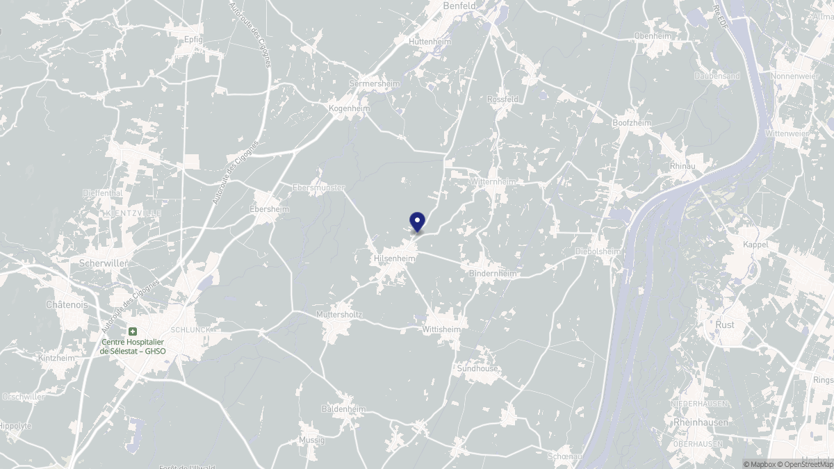 Aperçu cartographique de Hilsenheim, centré sur la commune