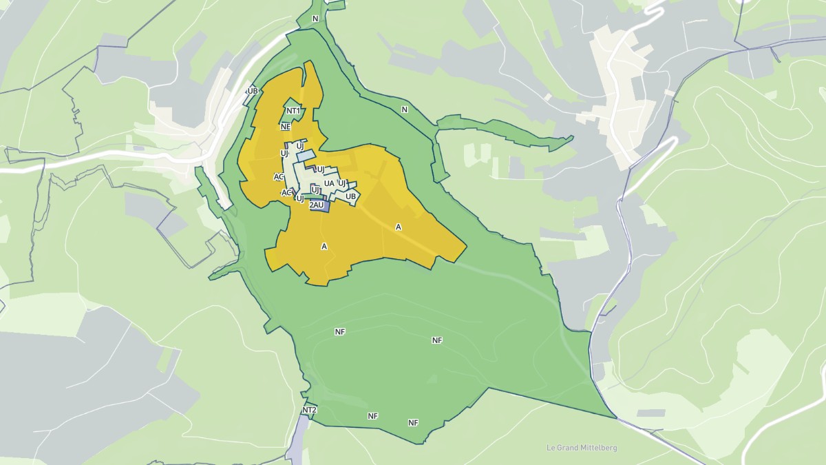 Aperçu cartographique de Hinsbourg, centré sur la commune