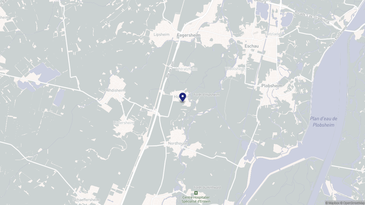 Aperçu cartographique de Hipsheim, centré sur la commune