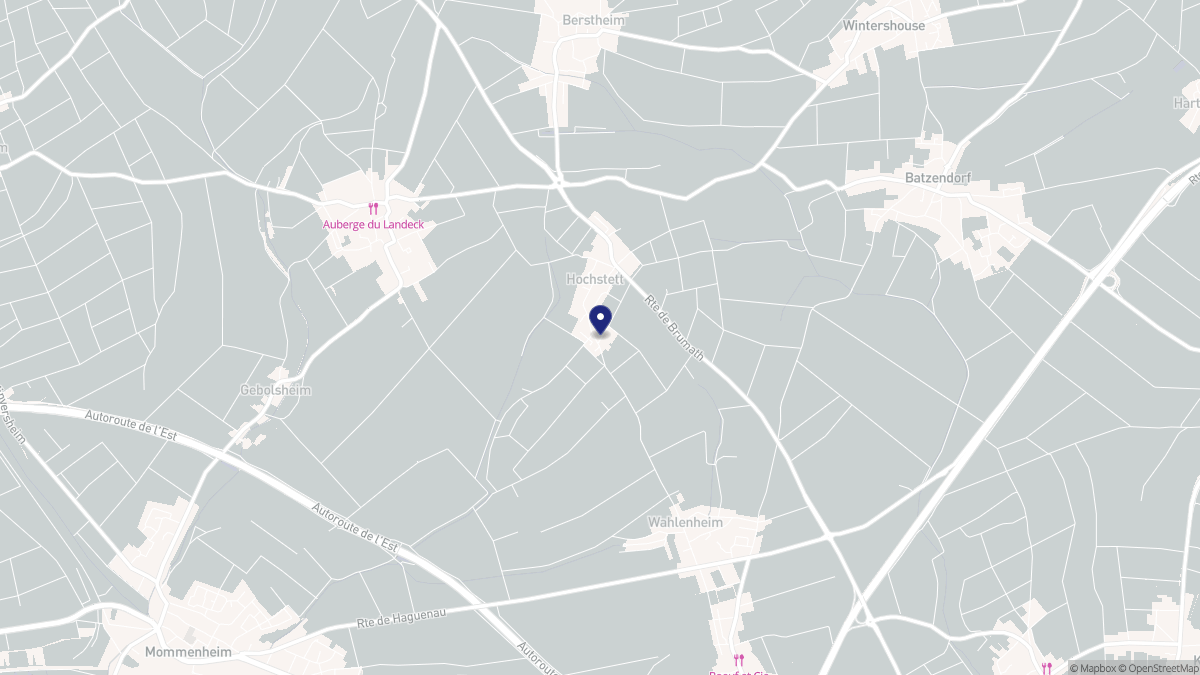 Aperçu cartographique de Hochstett, centré sur la commune