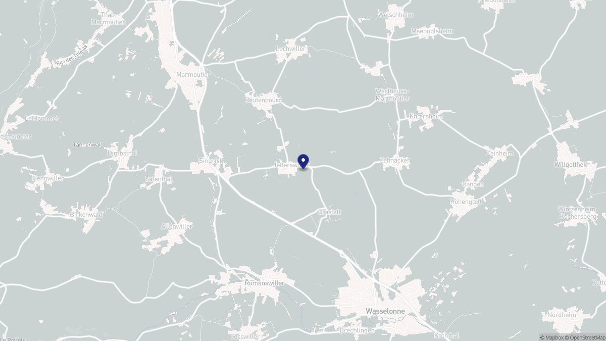 Aperçu cartographique de Jetterswiller, centré sur la commune