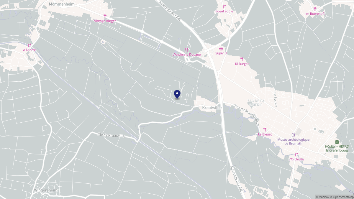 Aperçu cartographique de Krautwiller, centré sur la commune