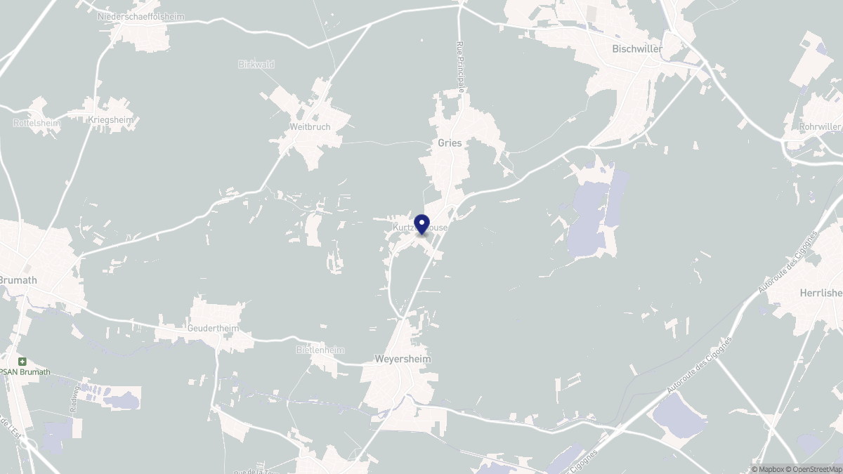Aperçu cartographique de Kurtzenhouse, centré sur la commune