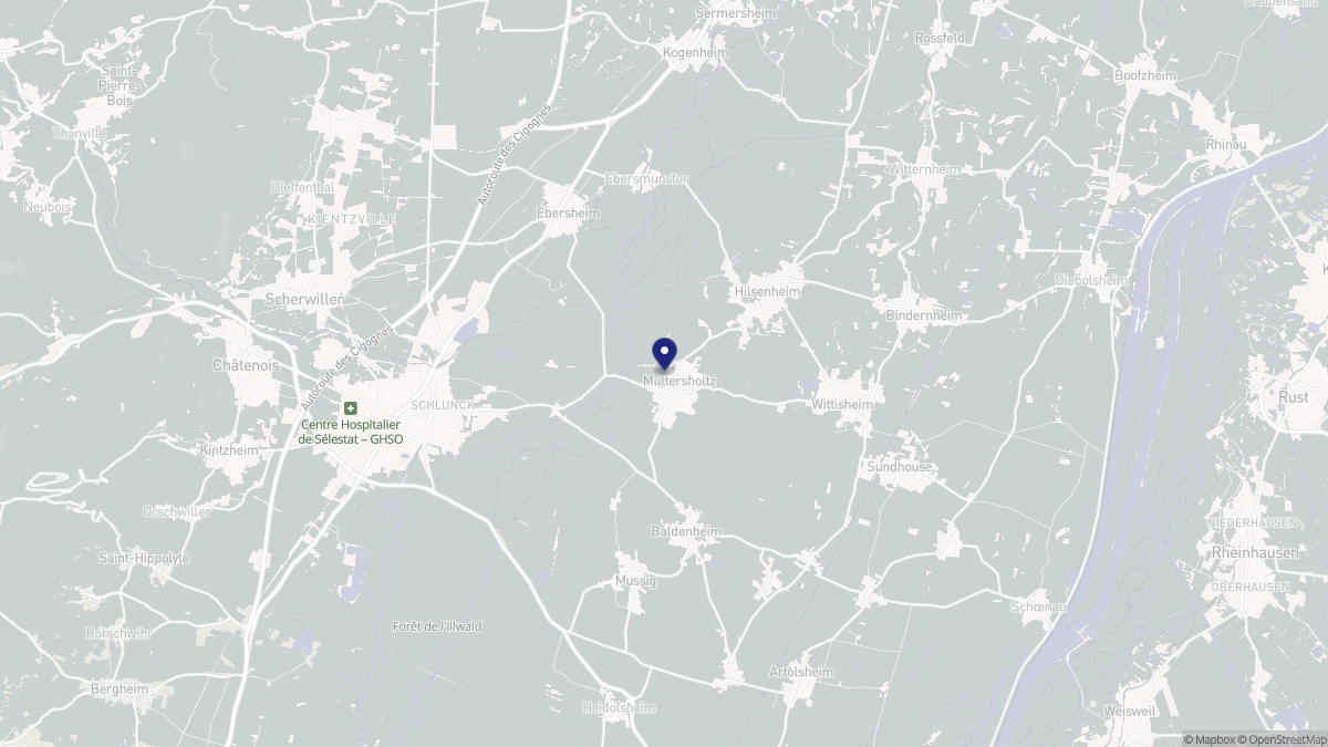 Aperçu cartographique de Muttersholtz, centré sur la commune