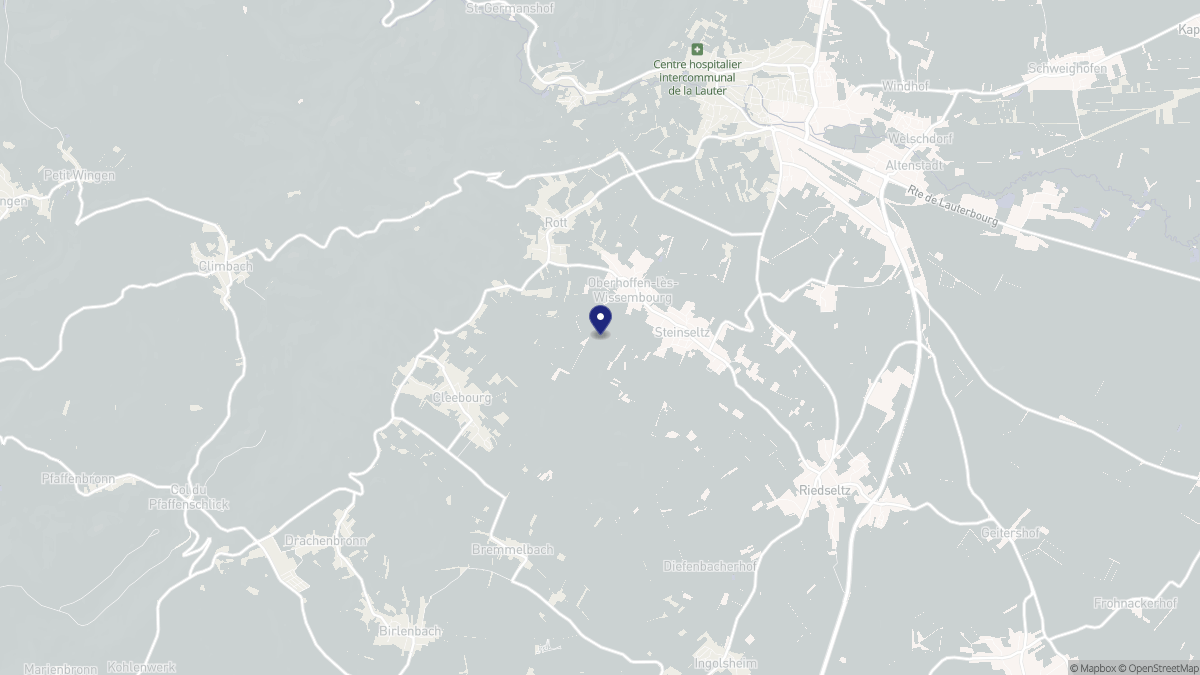 Aperçu cartographique de Oberhoffen-lès-Wissembourg, centré sur la commune