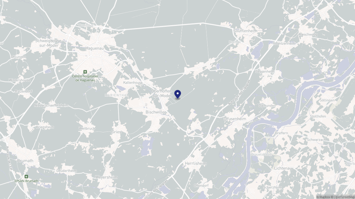Aperçu cartographique de Oberhoffen-sur-Moder, centré sur la commune