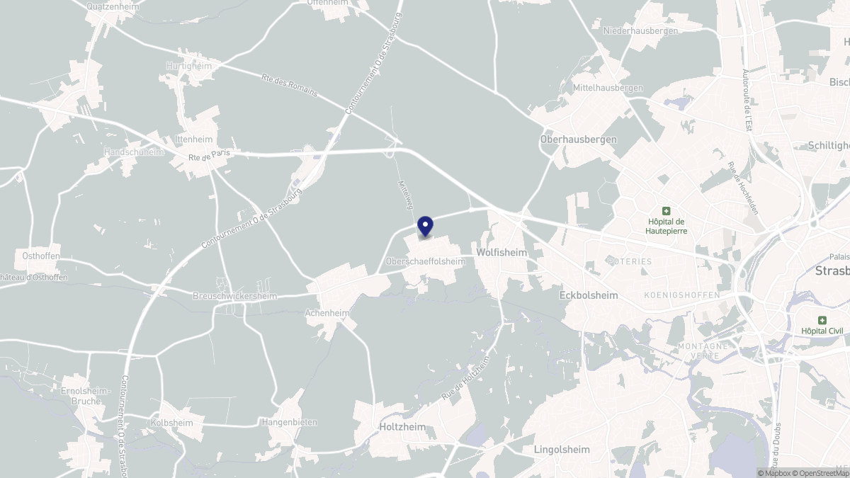 Aperçu cartographique de Oberschaeffolsheim, centré sur la commune