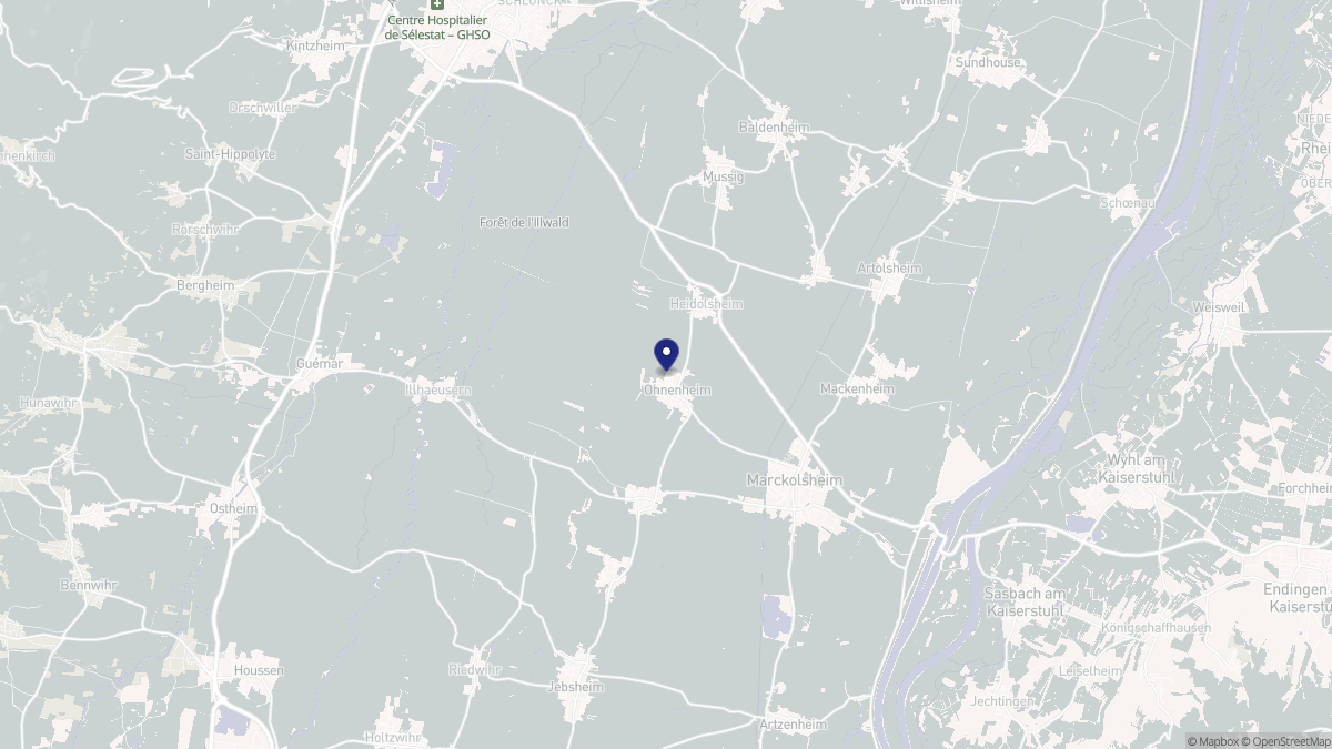 Aperçu cartographique de Ohnenheim, centré sur la commune