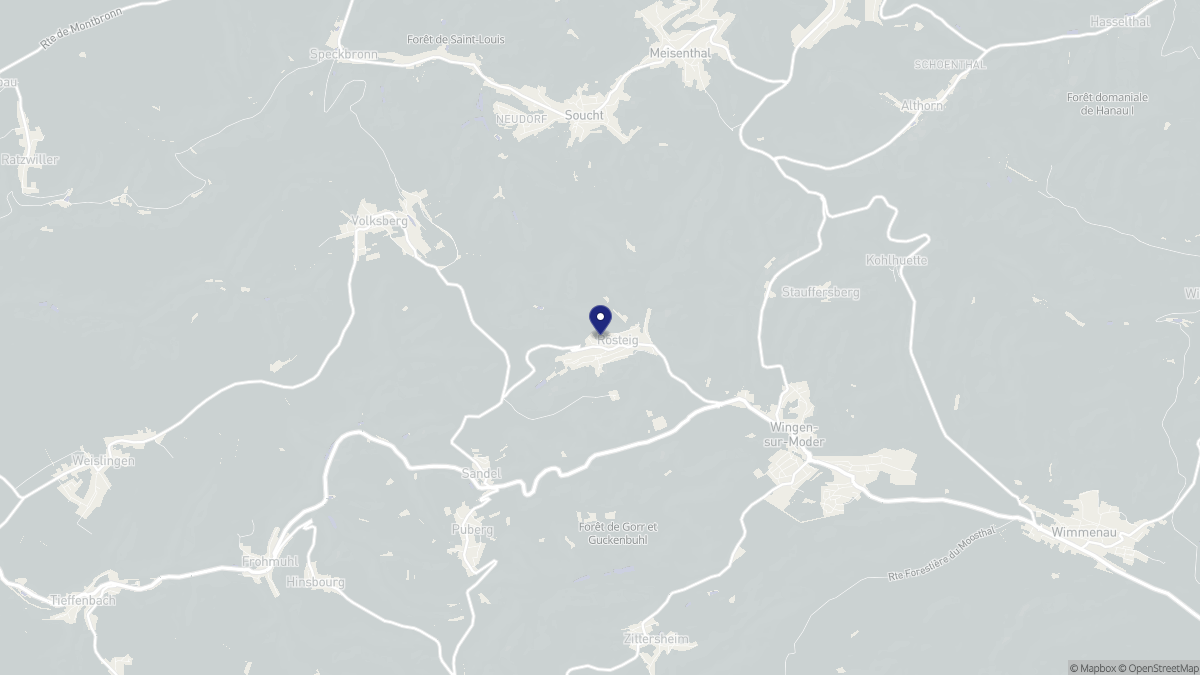 Aperçu cartographique de Rosteig, centré sur la commune