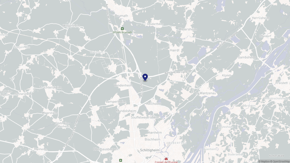 Aperçu cartographique de Vendenheim, centré sur la commune
