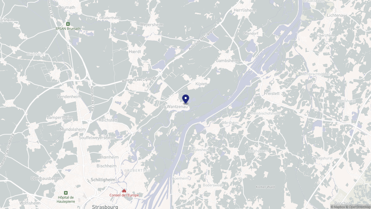 Aperçu cartographique de La Wantzenau, centré sur la commune
