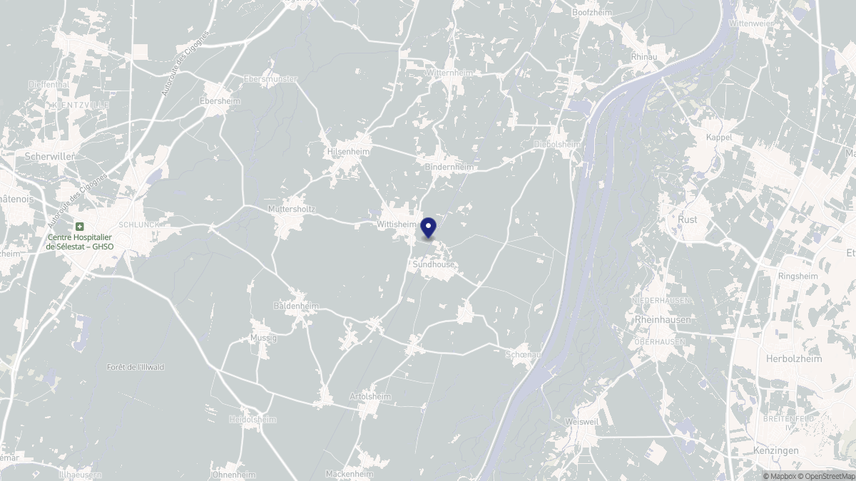 Aperçu cartographique de Wittisheim, centré sur la commune