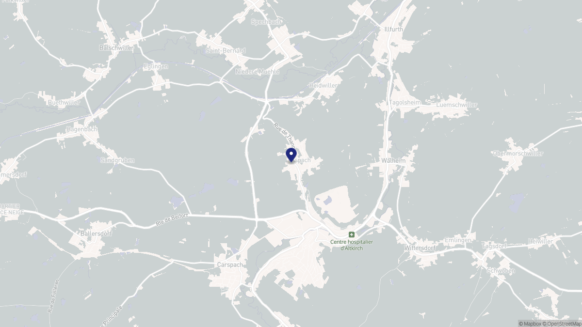 Aperçu cartographique de Aspach, centré sur la commune