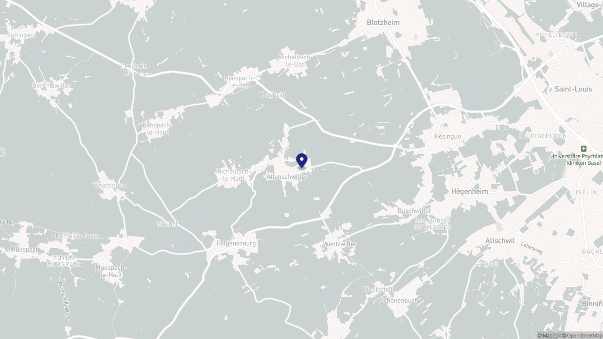 Aperçu cartographique de Attenschwiller, centré sur la commune