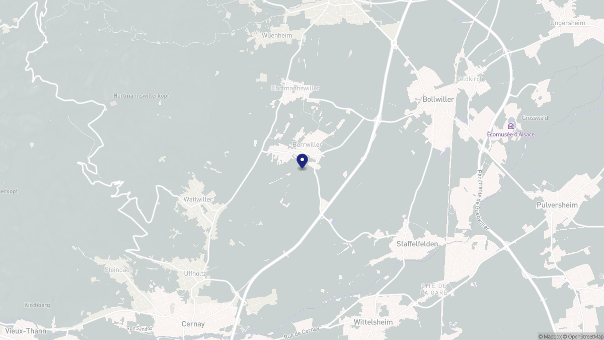 Aperçu cartographique de Berrwiller, centré sur la commune