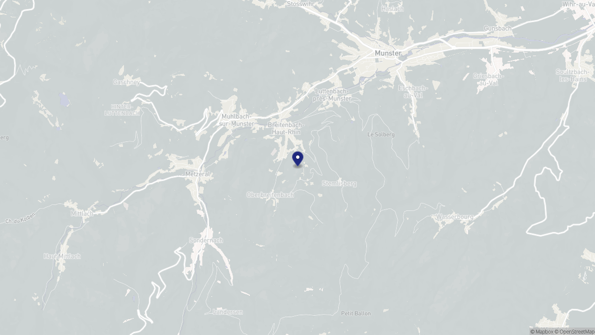 Aperçu cartographique de Breitenbach-Haut-Rhin, centré sur la commune