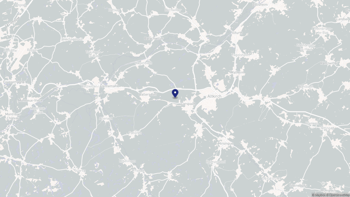 Aperçu cartographique de Carspach, centré sur la commune