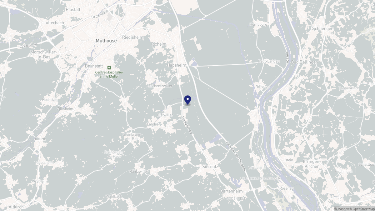Aperçu cartographique de Dietwiller, centré sur la commune