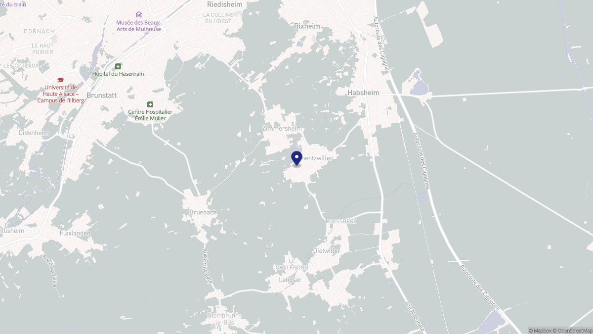 Aperçu cartographique de Eschentzwiller, centré sur la commune