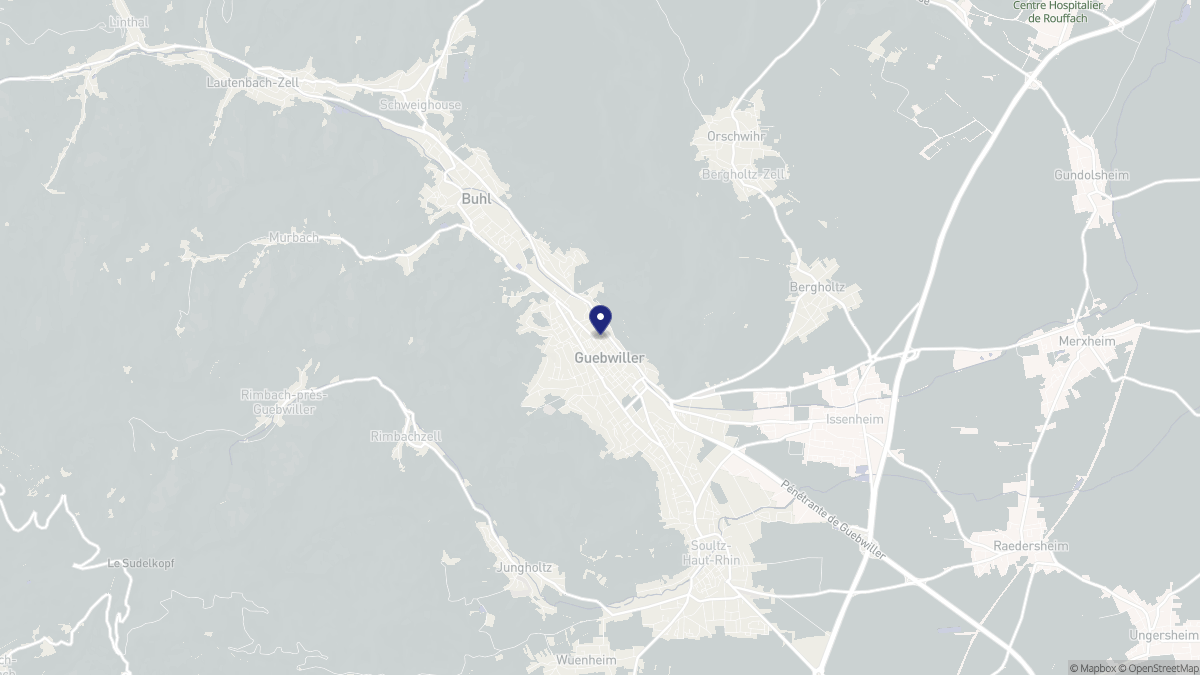 Aperçu cartographique de Guebwiller, centré sur la commune