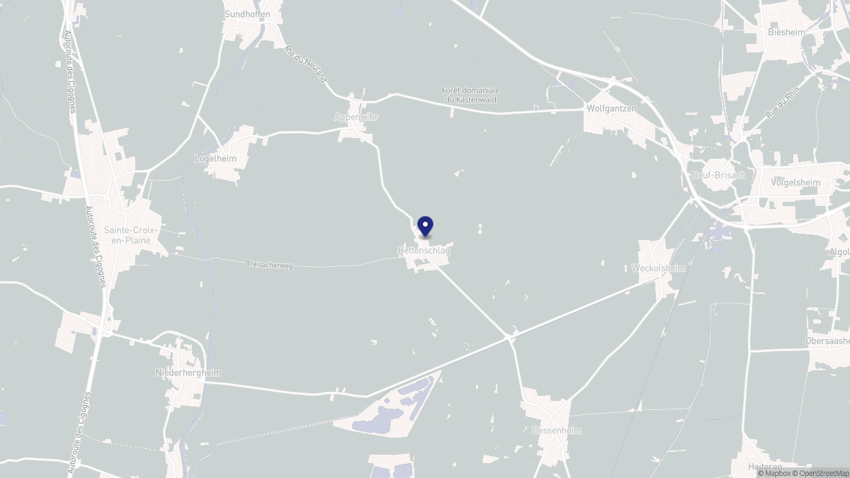 Aperçu cartographique de Hettenschlag, centré sur la commune