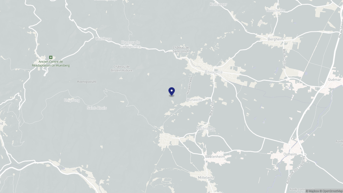 Aperçu cartographique de Hunawihr, centré sur la commune