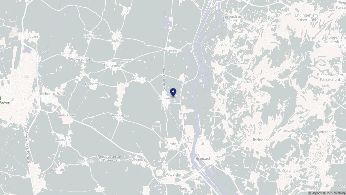 Aperçu cartographique de Kunheim, centré sur la commune