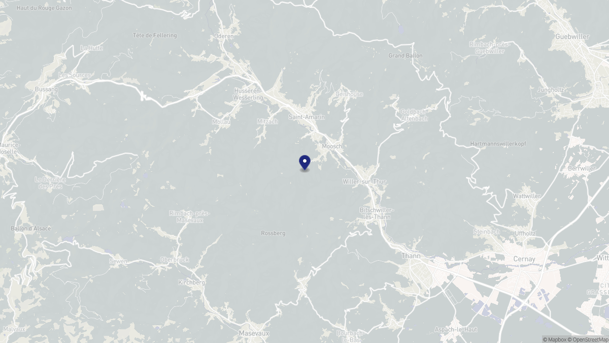 Aperçu cartographique de Moosch, centré sur la commune