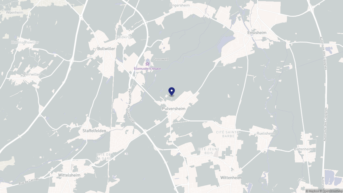 Aperçu cartographique de Pulversheim, centré sur la commune