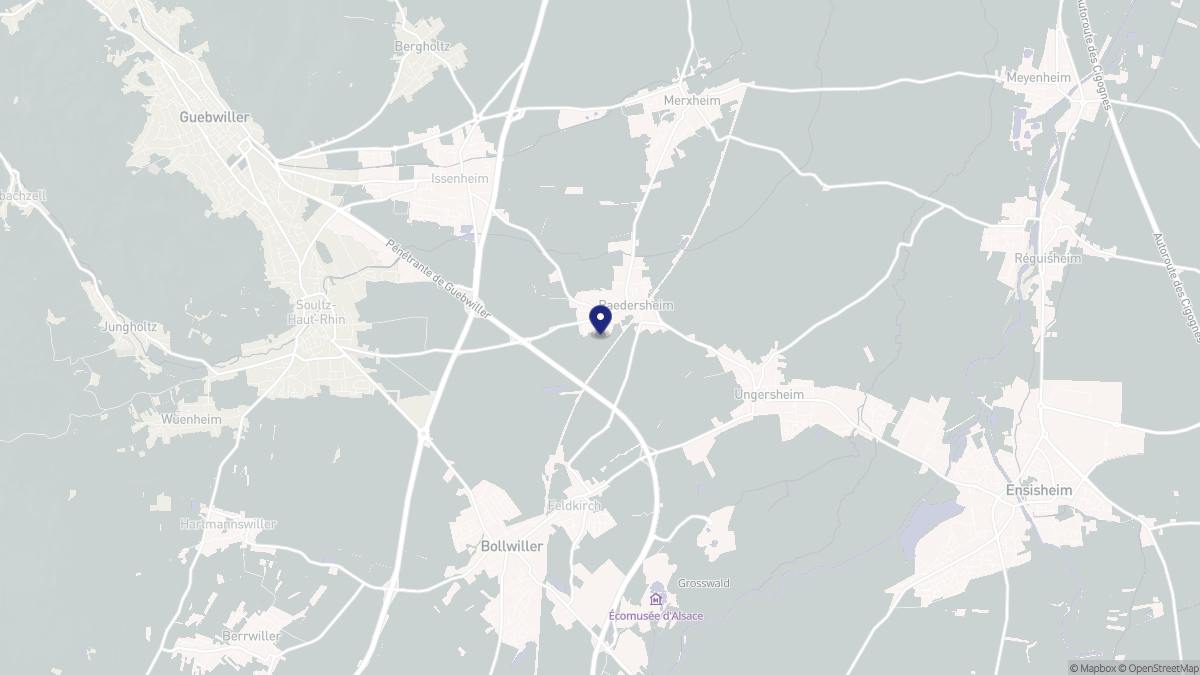 Aperçu cartographique de Raedersheim, centré sur la commune