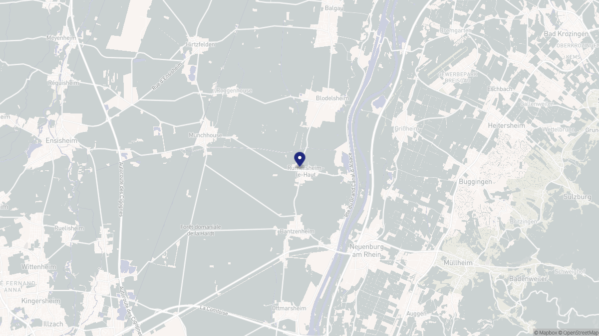 Aperçu cartographique de Rumersheim-le-Haut, centré sur la commune