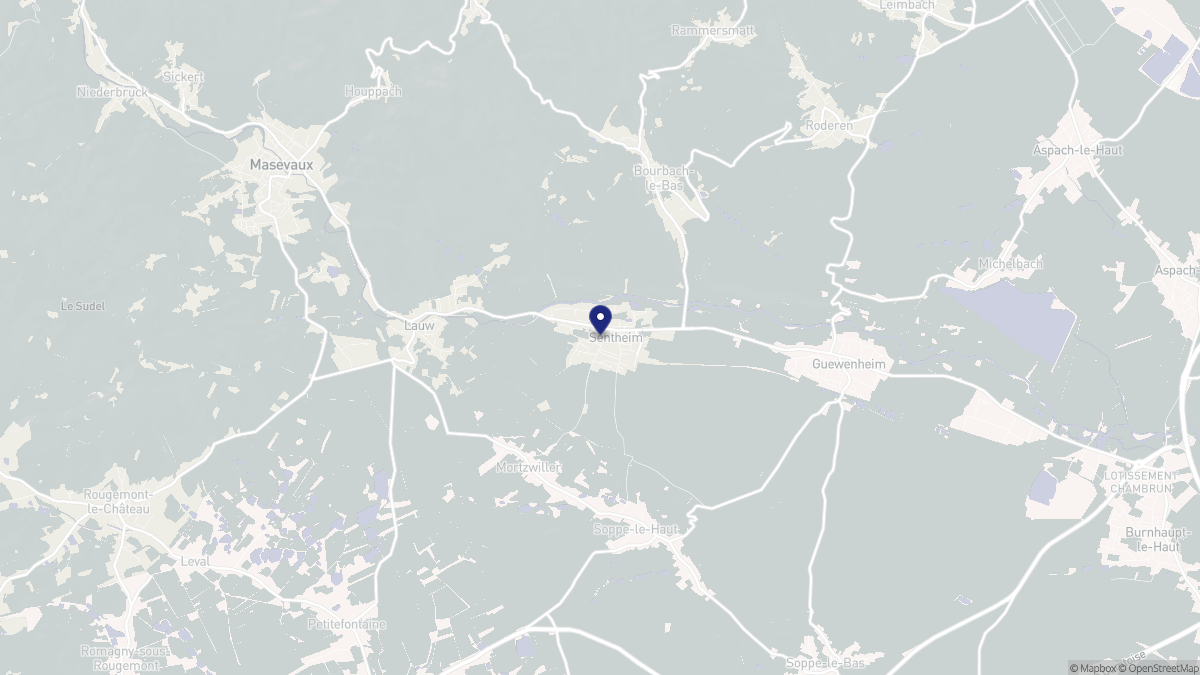 Aperçu cartographique de Sentheim, centré sur la commune