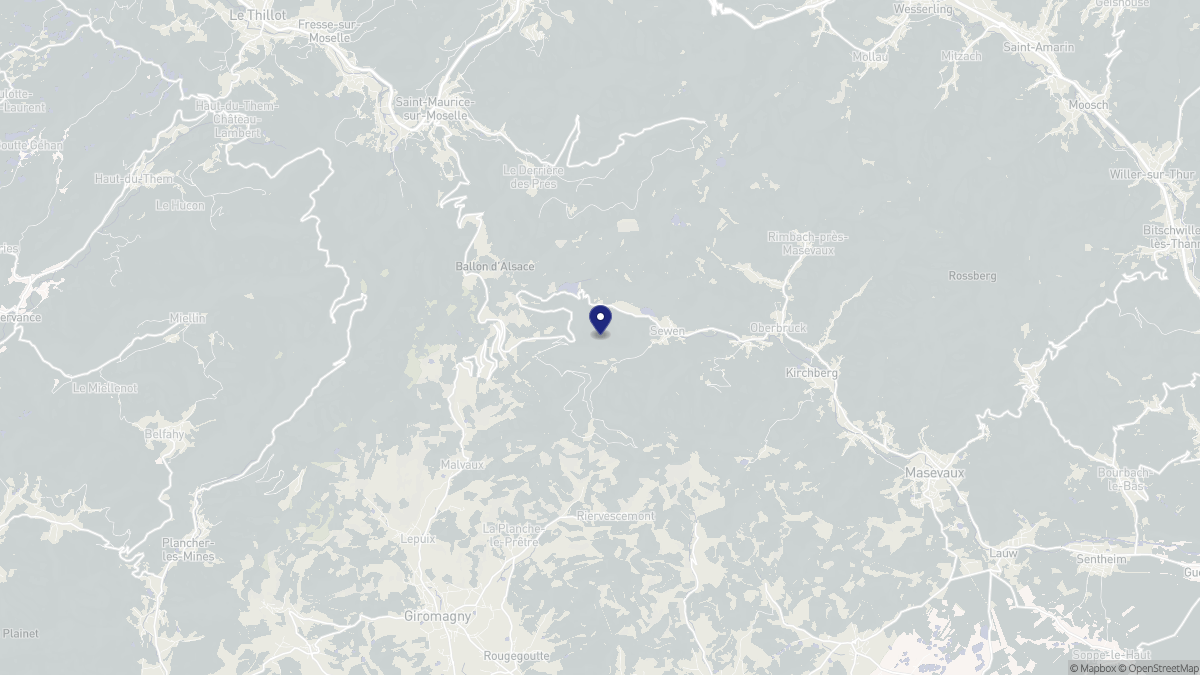 Aperçu cartographique de Sewen, centré sur la commune