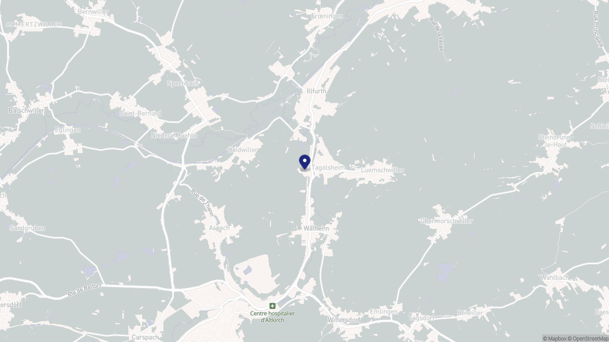 Aperçu cartographique de Tagolsheim, centré sur la commune