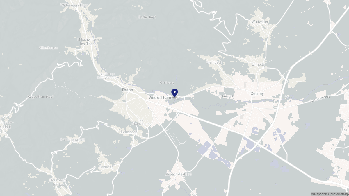 Aperçu cartographique de Vieux-Thann, centré sur la commune