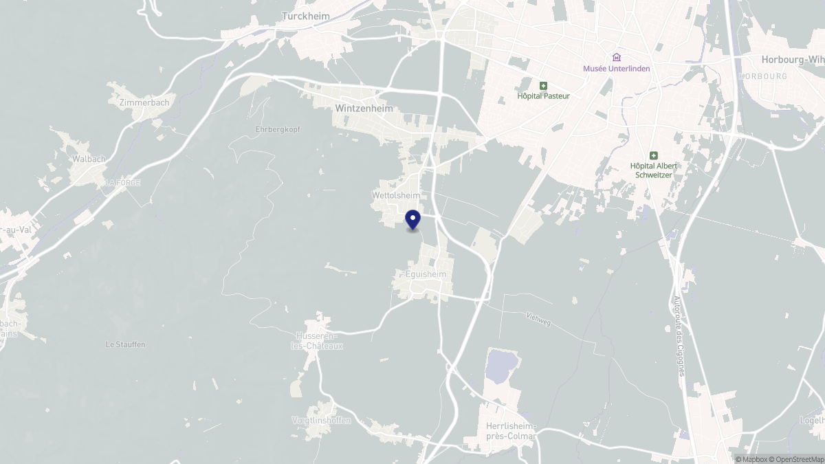 Aperçu cartographique de Wettolsheim, centré sur la commune