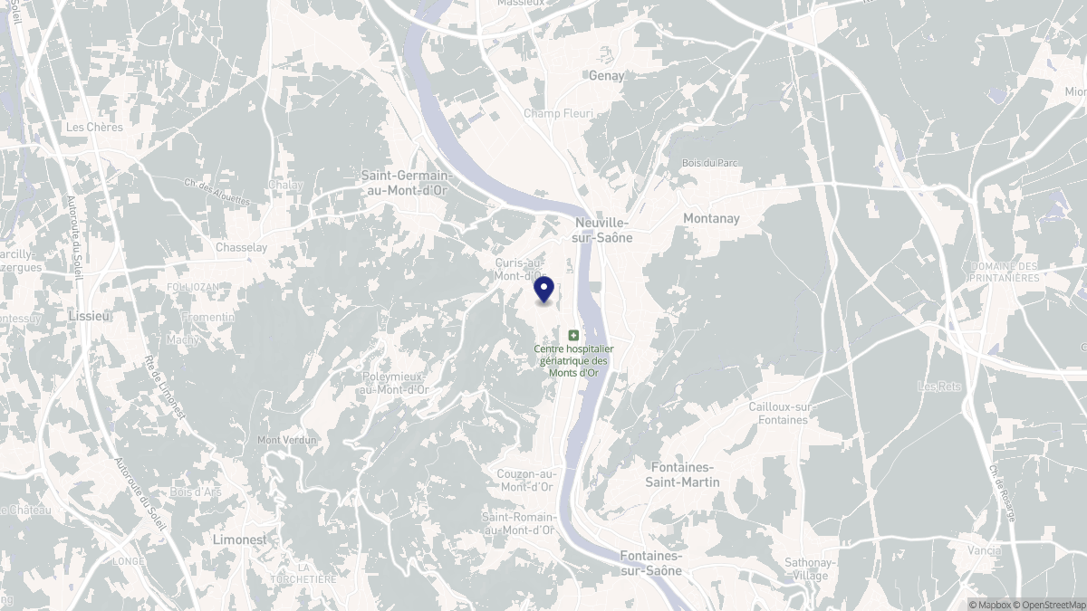 Aperçu cartographique de Albigny-sur-Saône, centré sur la commune