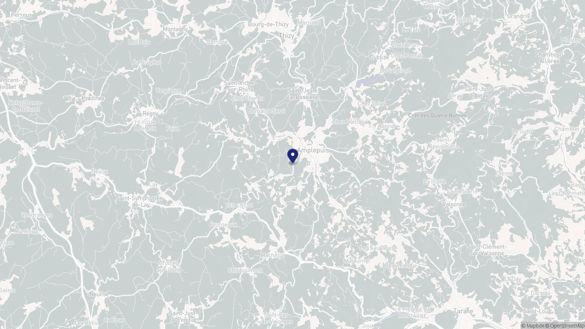 Aperçu cartographique de Amplepuis, centré sur la commune