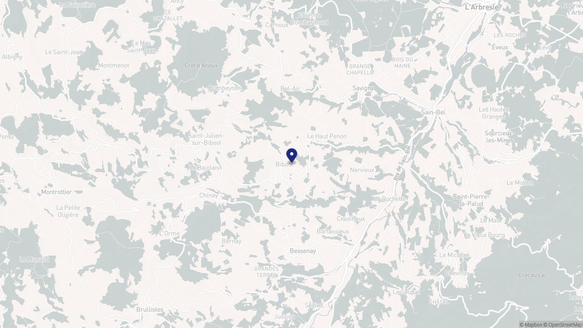 Aperçu cartographique de Bibost, centré sur la commune