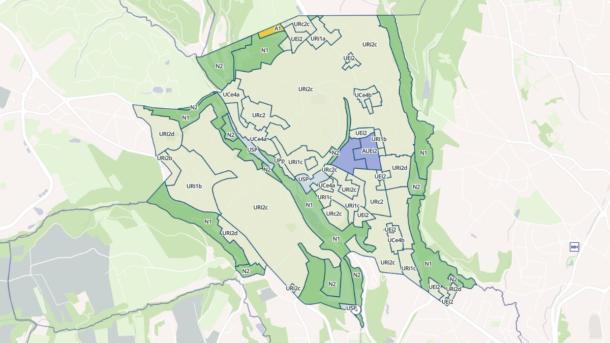 Aperçu cartographique de Charbonnières-les-Bains, centré sur la commune