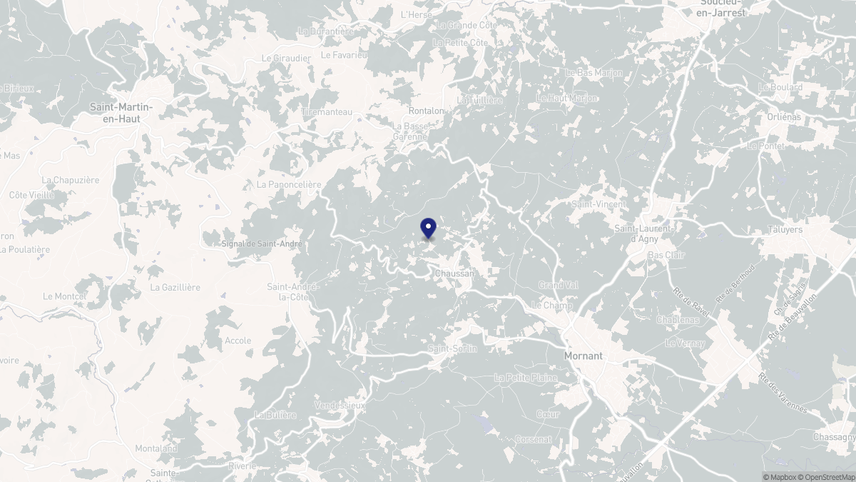 Aperçu cartographique de Chaussan, centré sur la commune