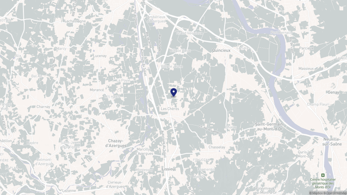 Aperçu cartographique de Les Chères, centré sur la commune