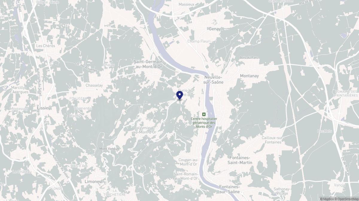 Aperçu cartographique de Curis-au-Mont-d'Or, centré sur la commune